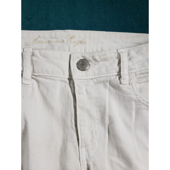 American Eagle Jeans Size 12 Womens White Denim Stretch Pants Mid Rise Jegging - Picture 6 of 13